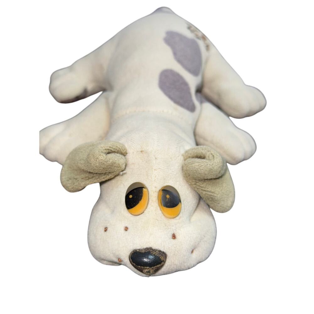 Vintage Tonka Pound Puppy Cream White With‎ Grey Dots Plush Stuffed Animal